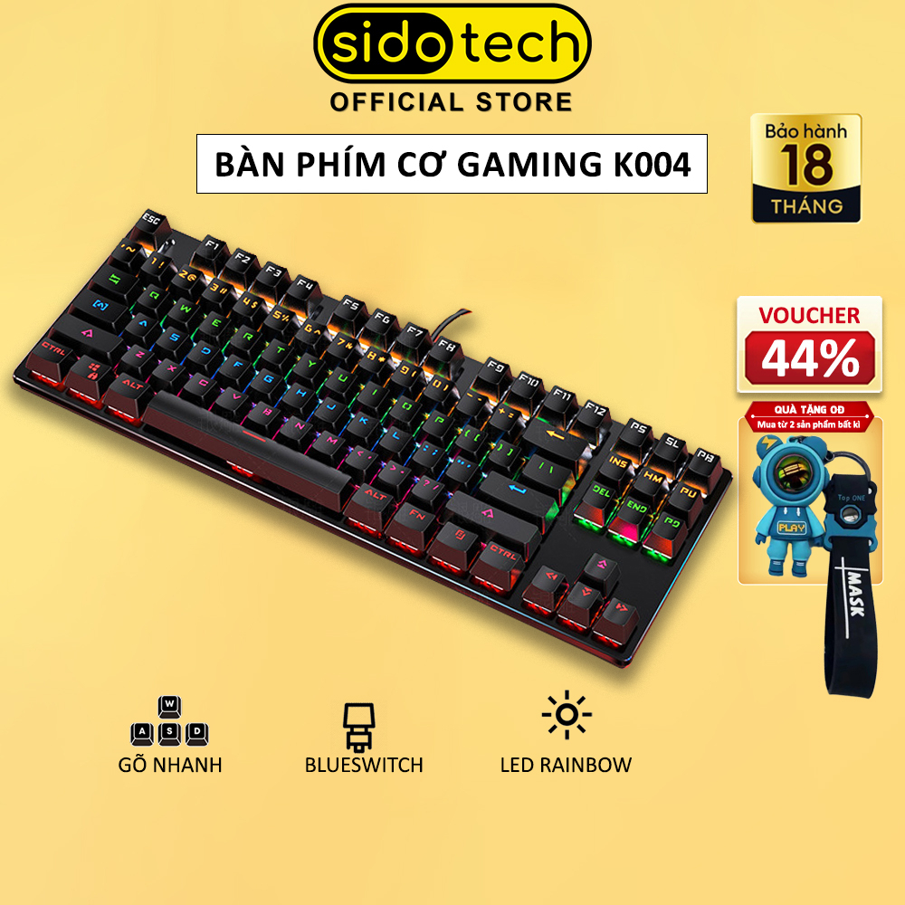 Bàn phím cơ gaming SIDOTECH TKL 87 key và Full Size 104 key LED RGB chuyên chơi game Esport - Hàng chính hãng