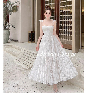 VÁY REN HOA FORM VINTAGE DẬP LY VAI CỘT DÂY 030423