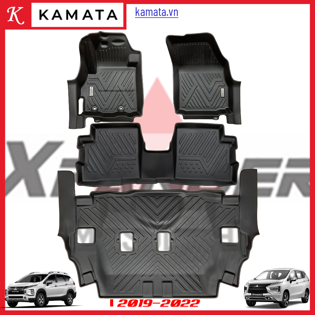 Thảm lót sàn ô tô 5D Mitsubishi Xpander/Cross 2019 - 2023 đúc nguyên khối TPV (4 tấm/Bộ)