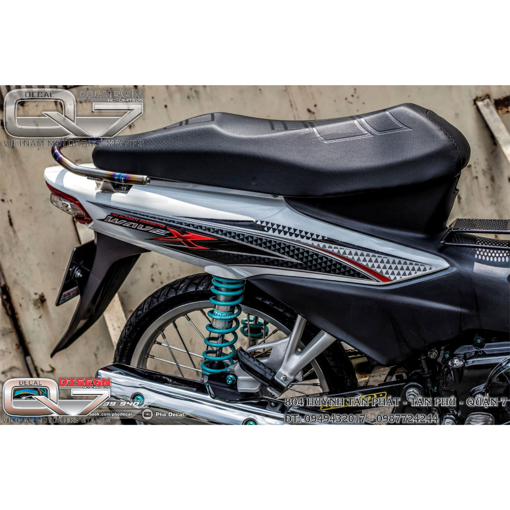 Tem rời WAVE A 110 - trắng đen - decalq7