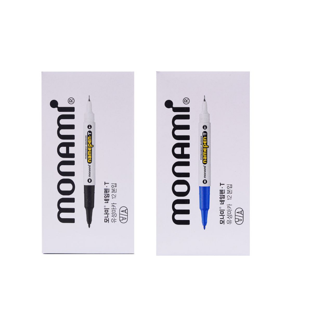Hộp Bút Dạ Dầu MONAMI Namepen T, viết được trên nhiều chất liệu.