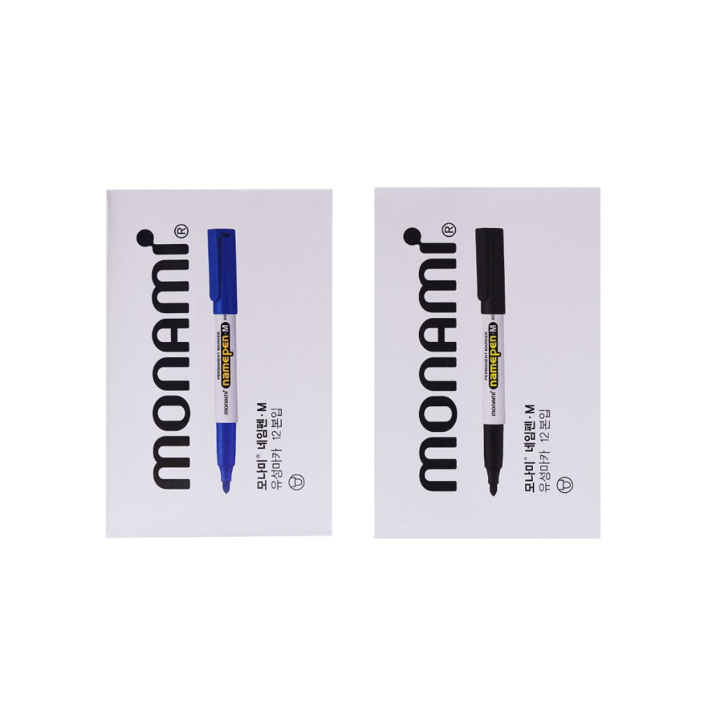 Hộp Bút Dạ Dầu MONAMI Namepen M, viết được trên nhiều chất liệu.