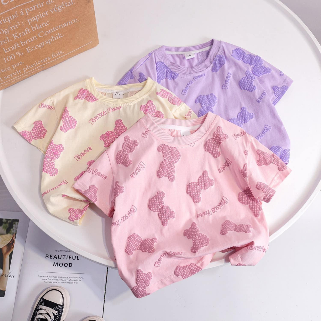 Áo phông gấu Quảng Châu màu pastel siêu xinh