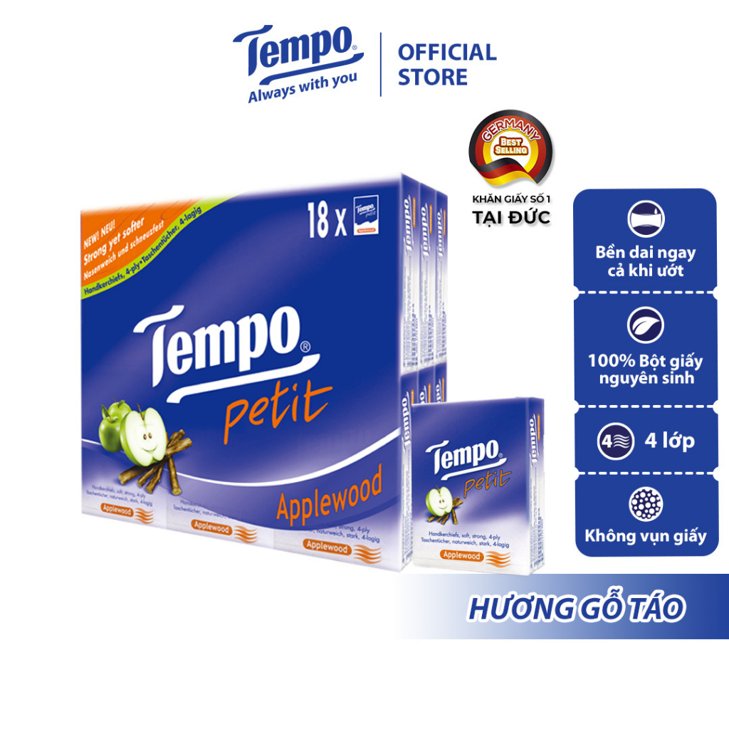 Khăn giấy bỏ túi cao cấp Tempo Petit - 4 lớp bền dai