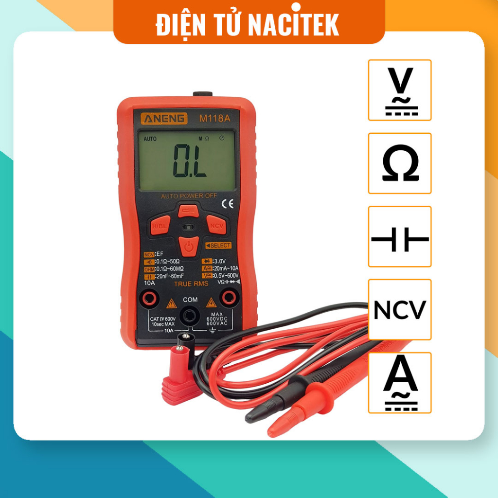 [NSHOP] Đồng hồ vạn năng tự động auto ANENG M118A đo điện tử đa năng.