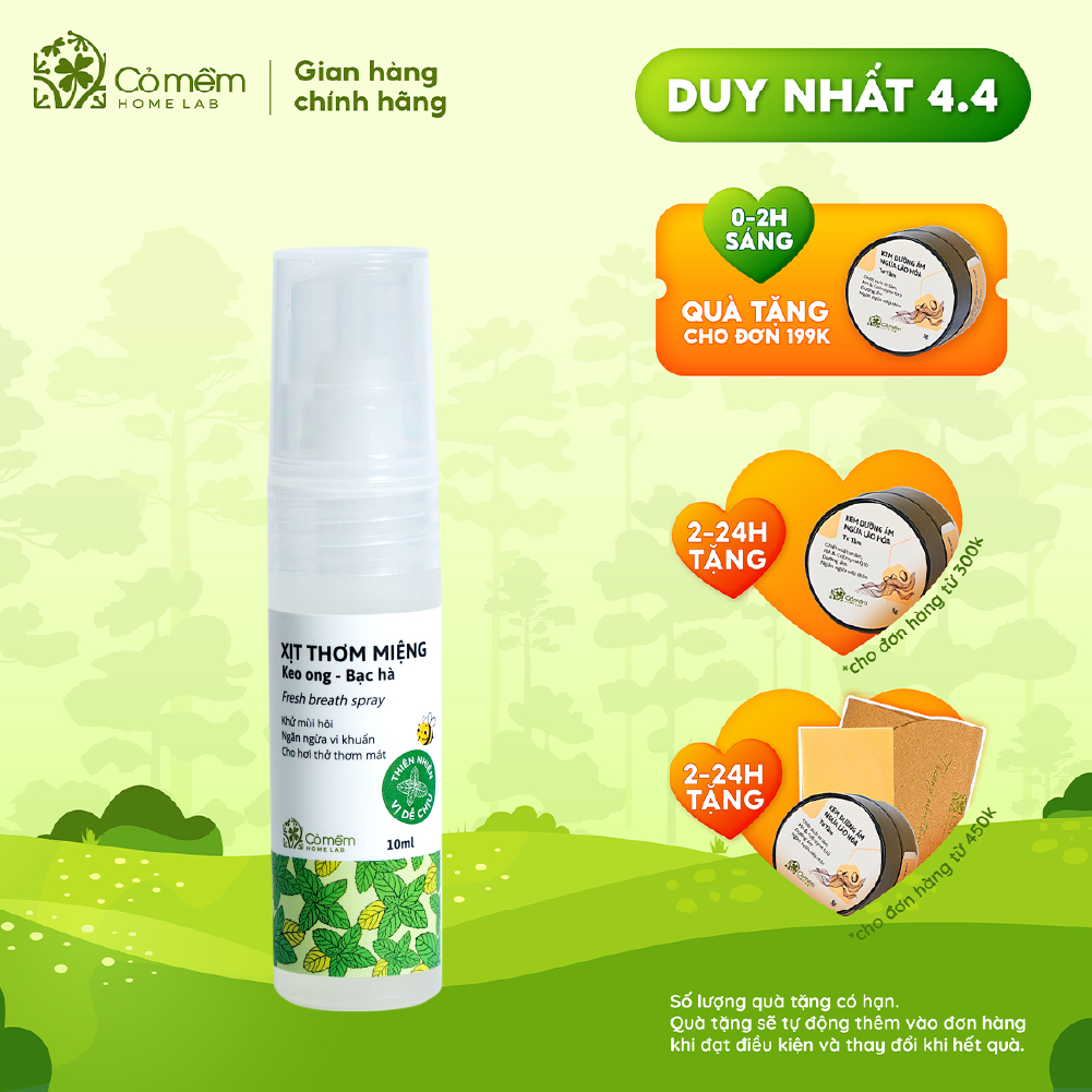 Xịt Thơm Miệng Vị Bạc Hà Cho Hơi Thở Thơm Mát Cỏ Mềm 10ml