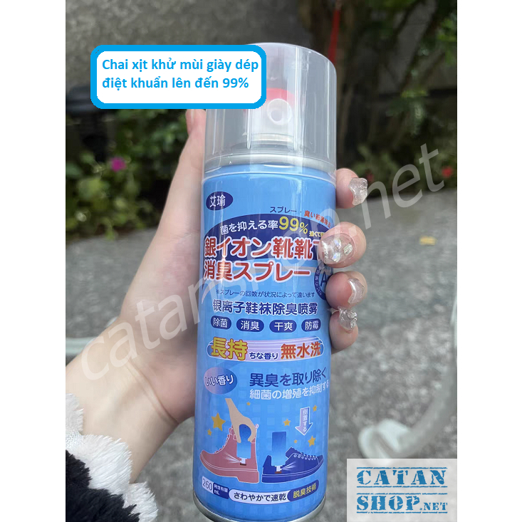 Chai xịt khử mùi giày dép Nano bạc diệt khuẩn, bình xịt giày chống hôi chân, khử mùi diệt khuẩn lên đến 24h chai 260ml
