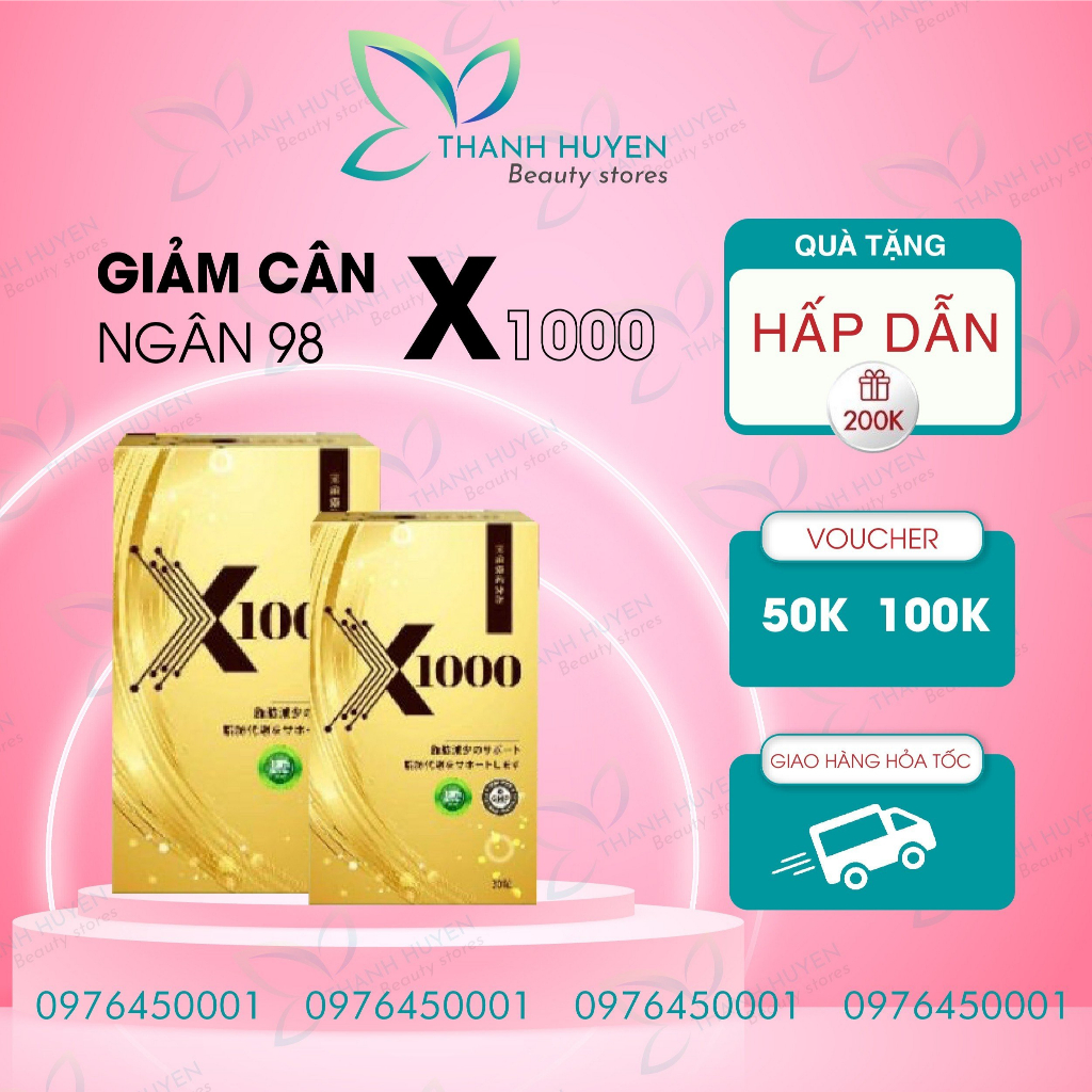 Giảm cân X1000 Ngân 98 Chính hãng trà thảo mộc Giam can Siêu Mạnh Cho Cơ Địa Khó Giảm