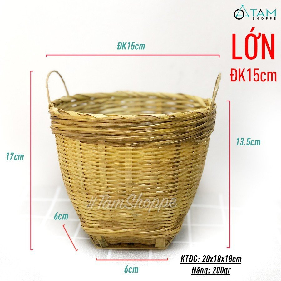 Giỏ tre mini cần xé hai quai cầm trang trí T-MTRN-05 TTTM