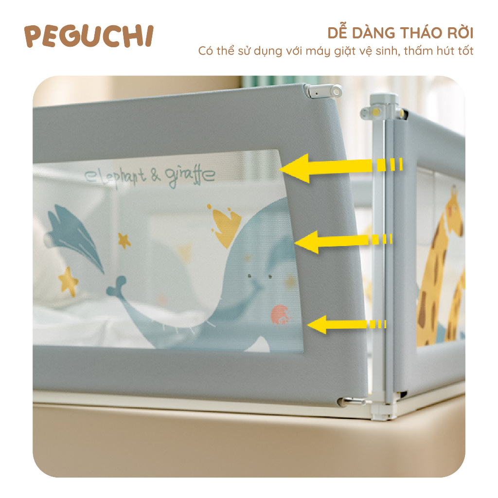 Thanh Chắn Giường Cao Cấp HAWAI Dạng Trượt Phiên Bản Nâng Cấp, Nâng Hạ Linh Hoạt