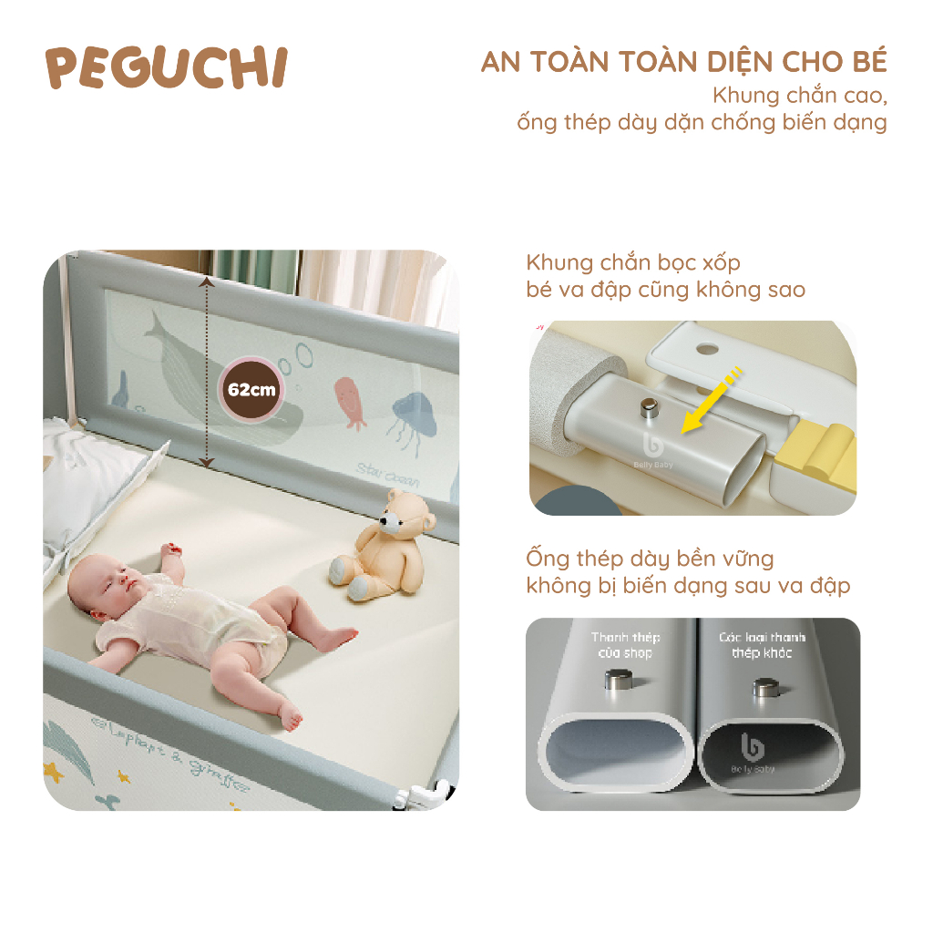 Thanh Chắn Giường Cao Cấp HAWAI Dạng Trượt Phiên Bản Nâng Cấp, Nâng Hạ Linh Hoạt