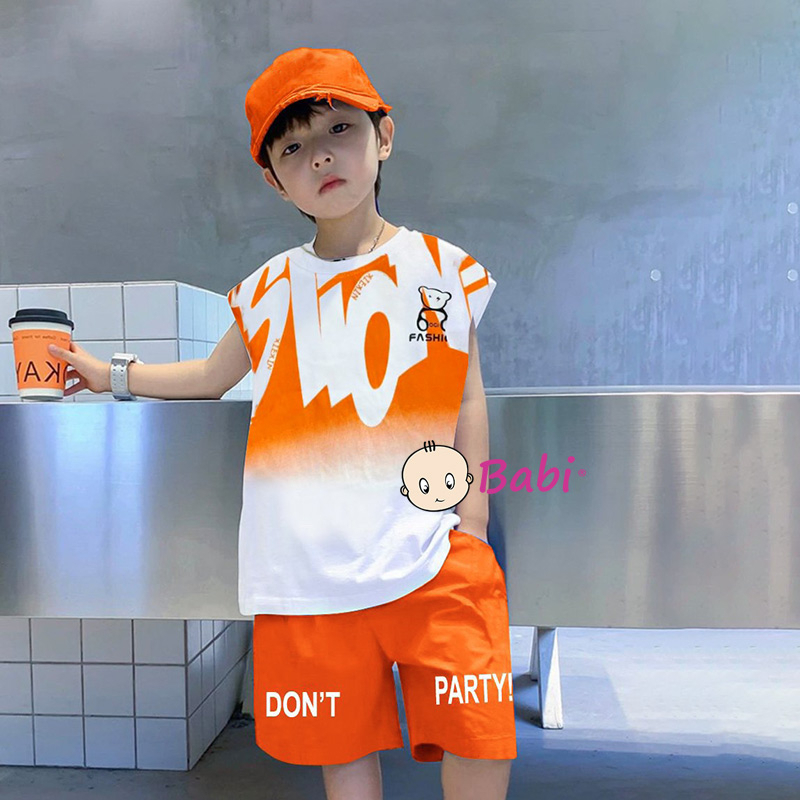 Size Đại 20kg-40kg - Set bộ mùa hè cho bé trai, bộ quần áo sát nách bé trai cá tính phong cách Hàn Quốc