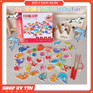 Đồ chơi câu cá gỗ, Câu cá nam châm với 32 con