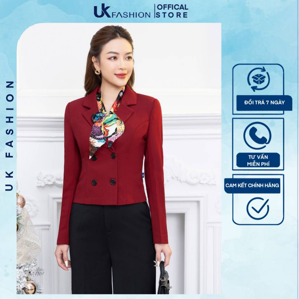 Áo Vest Nữ Công Sở 4 Cúc Croptop Thời Trang Hàn Quốc Cao Cấp Uk Fashion UKAK2210002 Dáng Ngắn Chất Liệu Cao Cấp