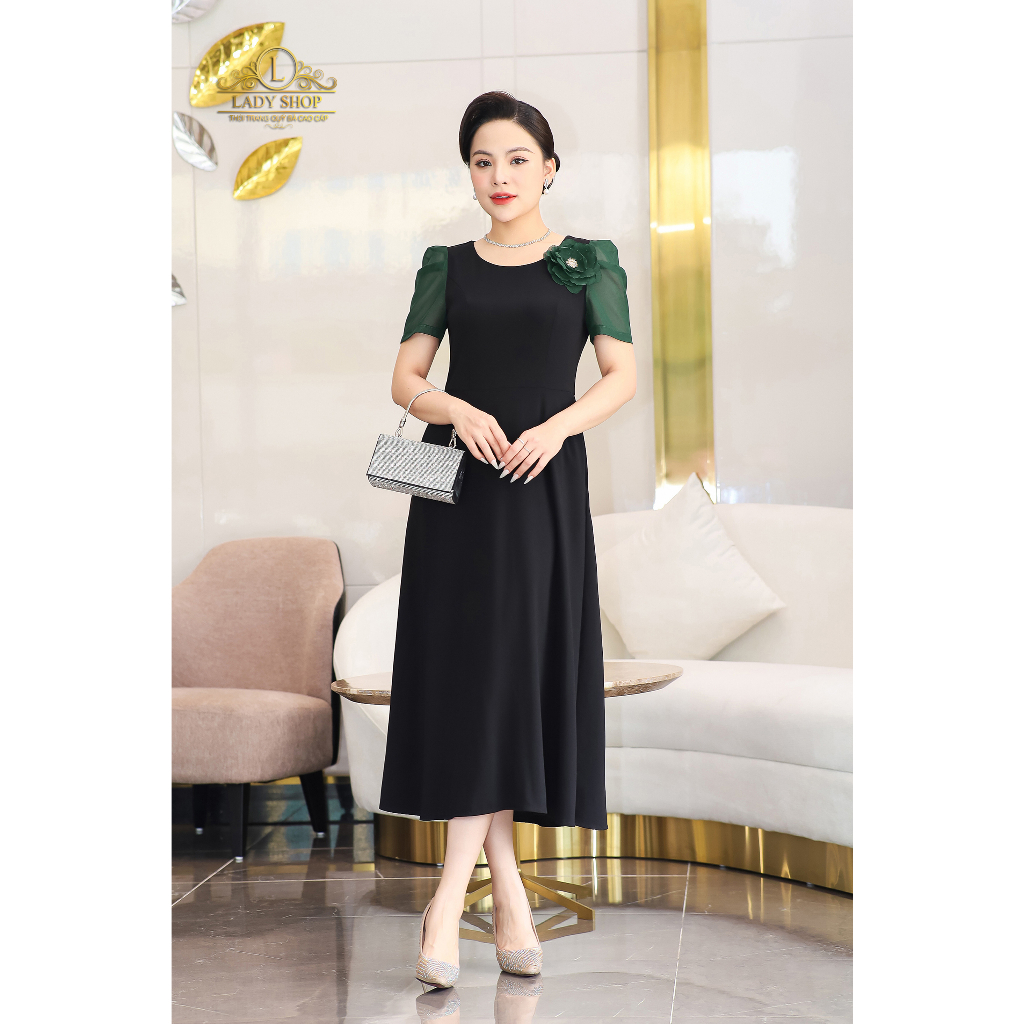 Đầm mango tay tơ bồng Ladyshop thời trang trung niên cao cấp T136