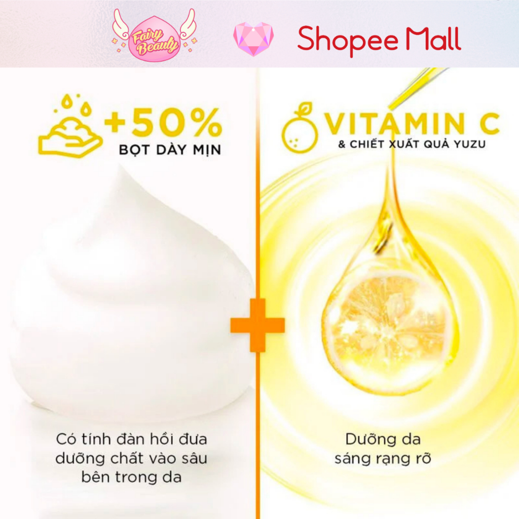 [GARNIER] Sữa Rửa Mặt Tạo Bọt Chứa Vitamin C Giúp Sáng Da, Mờ Thâm Và Ẩm Mịn Light Complete Brightening Whip Foam 100ml