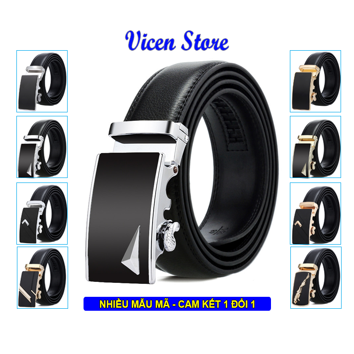 Thắt Lưng Da Nam Cao Cấp VICENZO Khóa Răng Cưa Tự Động Hợp Kim Chống Rỉ Sang Trọng. Dây Nịt Lưng Có Bảo Hành Lỗi 1 Đổi 1