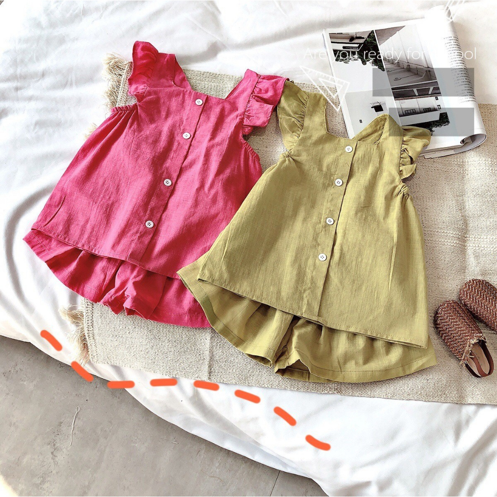 [SALE] BTG14 Size90-130 (9-25kg) Set bộ bé gái, áo sơ mi ngắn tay và quần đùi cho bé Thời trang trẻ Em hàng quảng châu