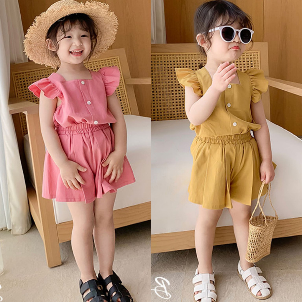 [SALE] BTG14 Size90-130 (9-25kg) Set bộ bé gái, áo sơ mi ngắn tay và quần đùi cho bé Thời trang trẻ Em hàng quảng châu
