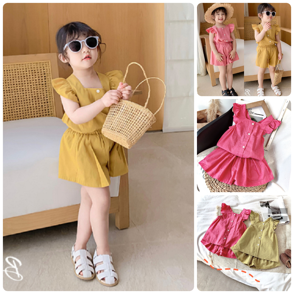 [SALE] BTG14 Size90-130 (9-25kg) Set bộ bé gái, áo sơ mi ngắn tay và quần đùi cho bé Thời trang trẻ Em hàng quảng châu