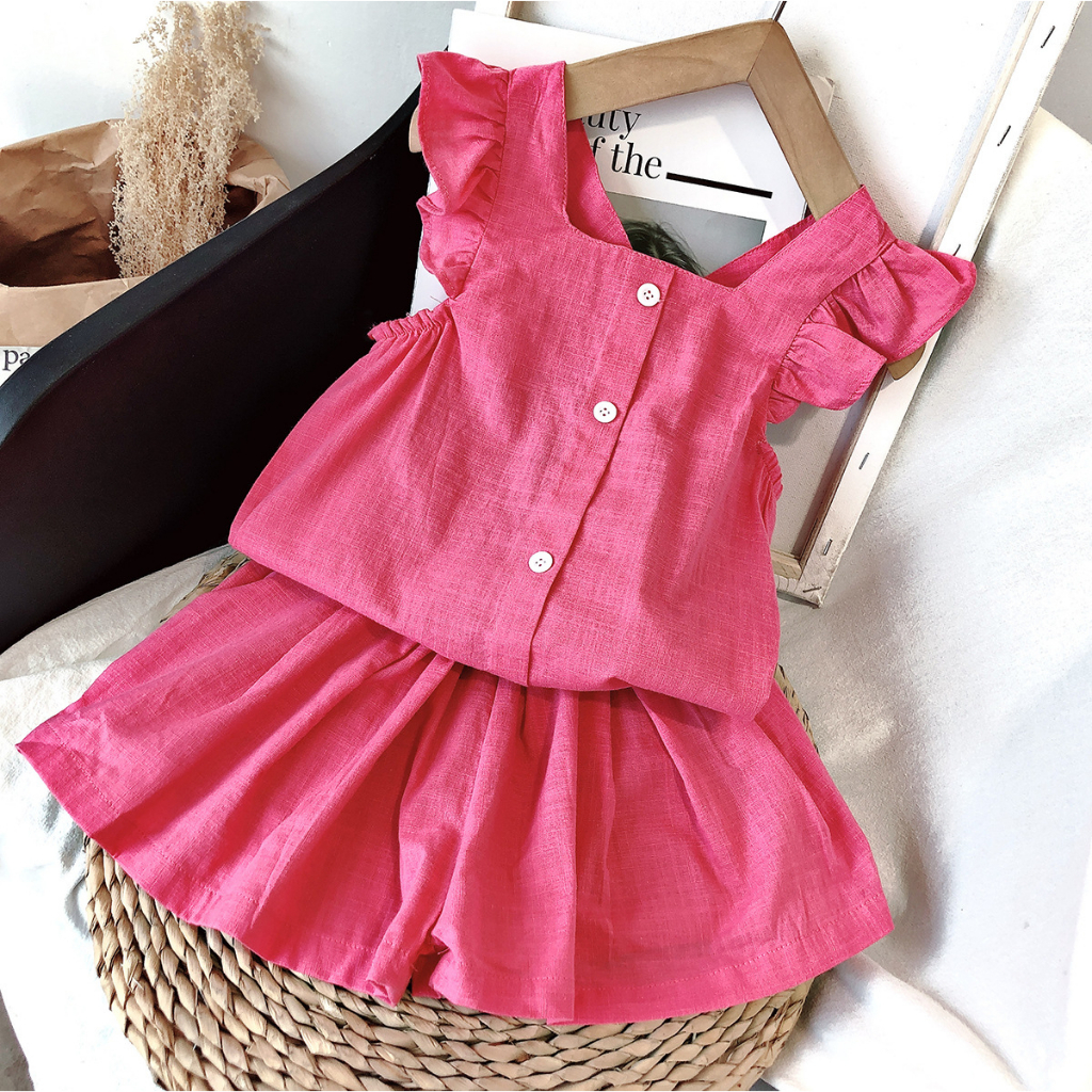 [SALE] BTG14 Size90-130 (9-25kg) Set bộ bé gái, áo sơ mi ngắn tay và quần đùi cho bé Thời trang trẻ Em hàng quảng châu