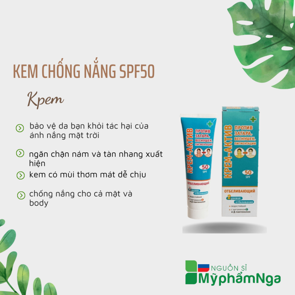 Chống nắng trắng da Nga spf50 - Chống nắng lên tone Nga - Date mới nhất hiện nay