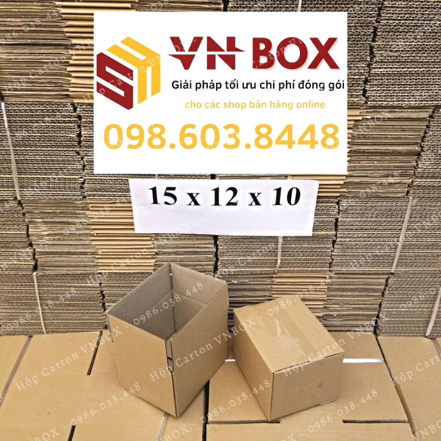 15x12x10 Combo 100 Hộp Carton Đóng Hàng Thùng Giấy Đóng Hàng 3 Lớp Dày Dặn Giá Rẻ - VN BOX