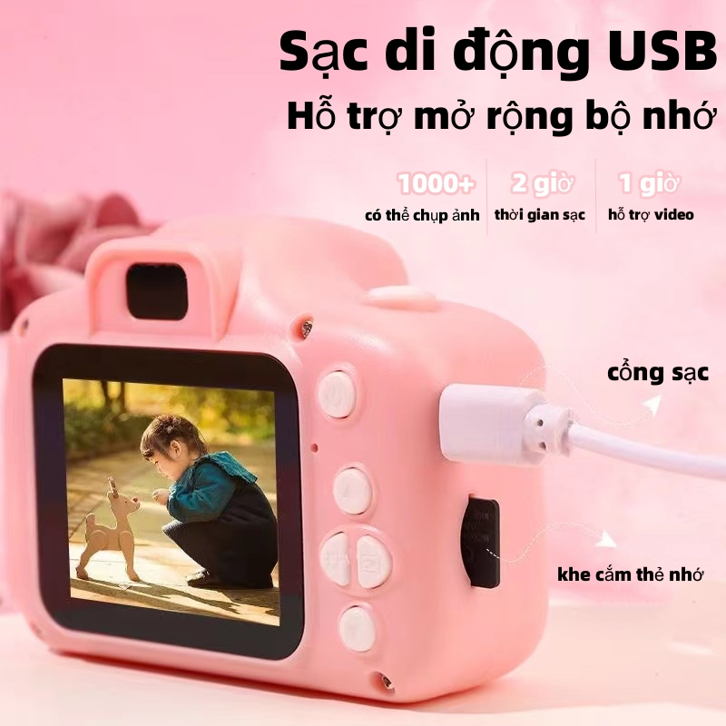 Máy ảnh kỹ thuật số độ nét cao dành cho trẻ em hỗ trợ quay phim và chụp ảnh, hỗ trợ lưu trữ, truyền và sạc USB