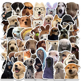 Set 50 chiếc sticker chống nước loài chó láo nháo meme hài hước dùng dán mũ bảo hiểm vali laptop xe máy đàn guitar