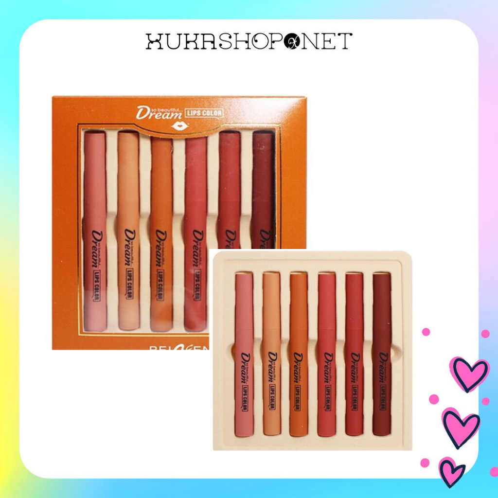 Set Son Hengfang So Sweet Dream Lipstick Refreshing Matte Color 6 cây siêu mịn lâu trôi