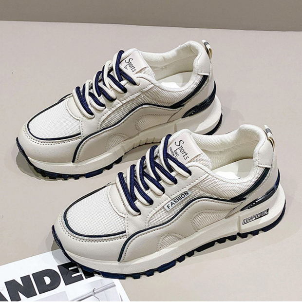 Giày thể thao 2 dây đế siêu nhẹ viền nâu, viền xanh, viền đen  👟Freeship extra 👟 Giày Quảng Châu Xịn