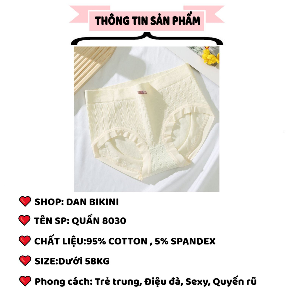 Quần Lót Nữ Cotton kháng khuẩn đính nơ điệu đà dễ thương mềm mịn MÃ 8030