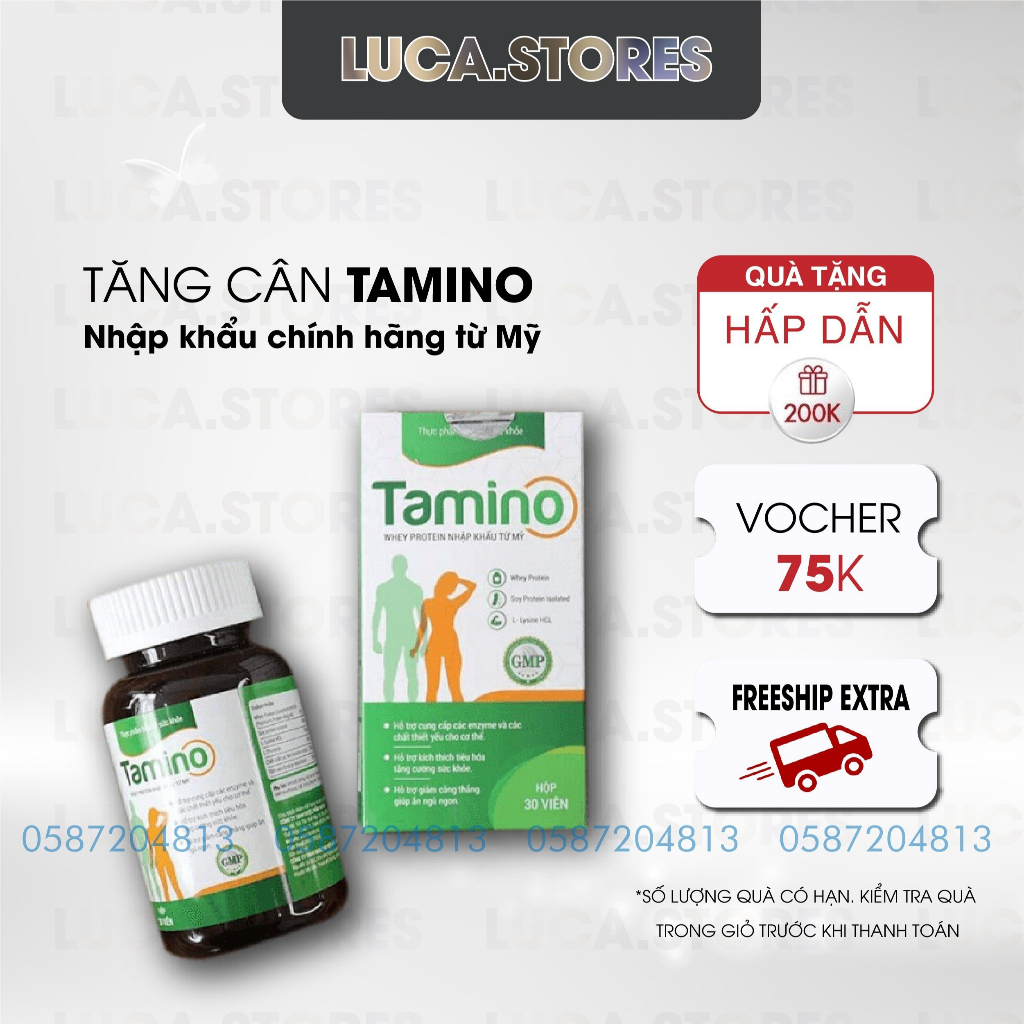 Thảo Mộc Tăng Cân Tamino Viên Uống Tăng Cân Tăng Cơ Không Tích Nước Chính Hãng
