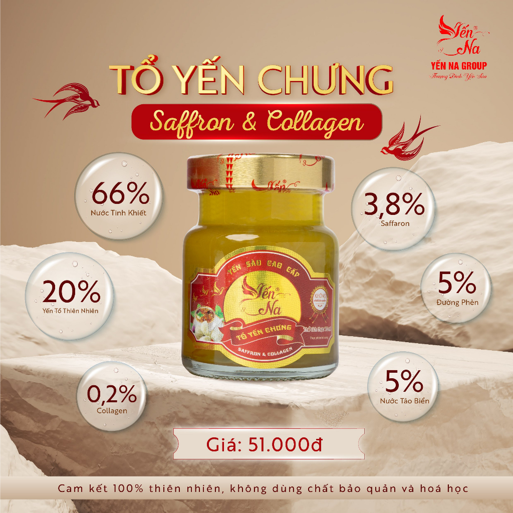 Yến hũ chưng sẵn Saffron và Collagen - Yến Na