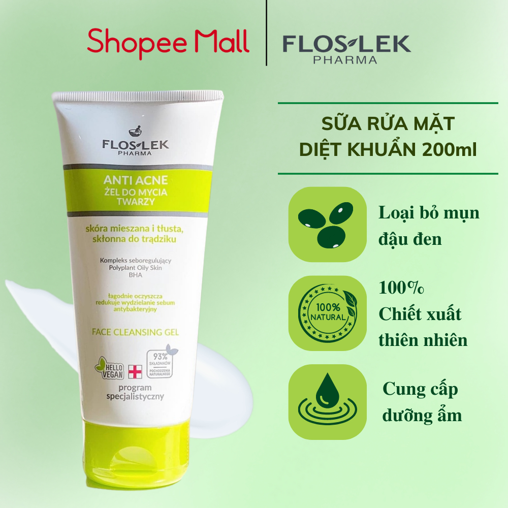 Sữa rửa mặt Floslek cho da dầu mụn siêu sạch Chính hãng