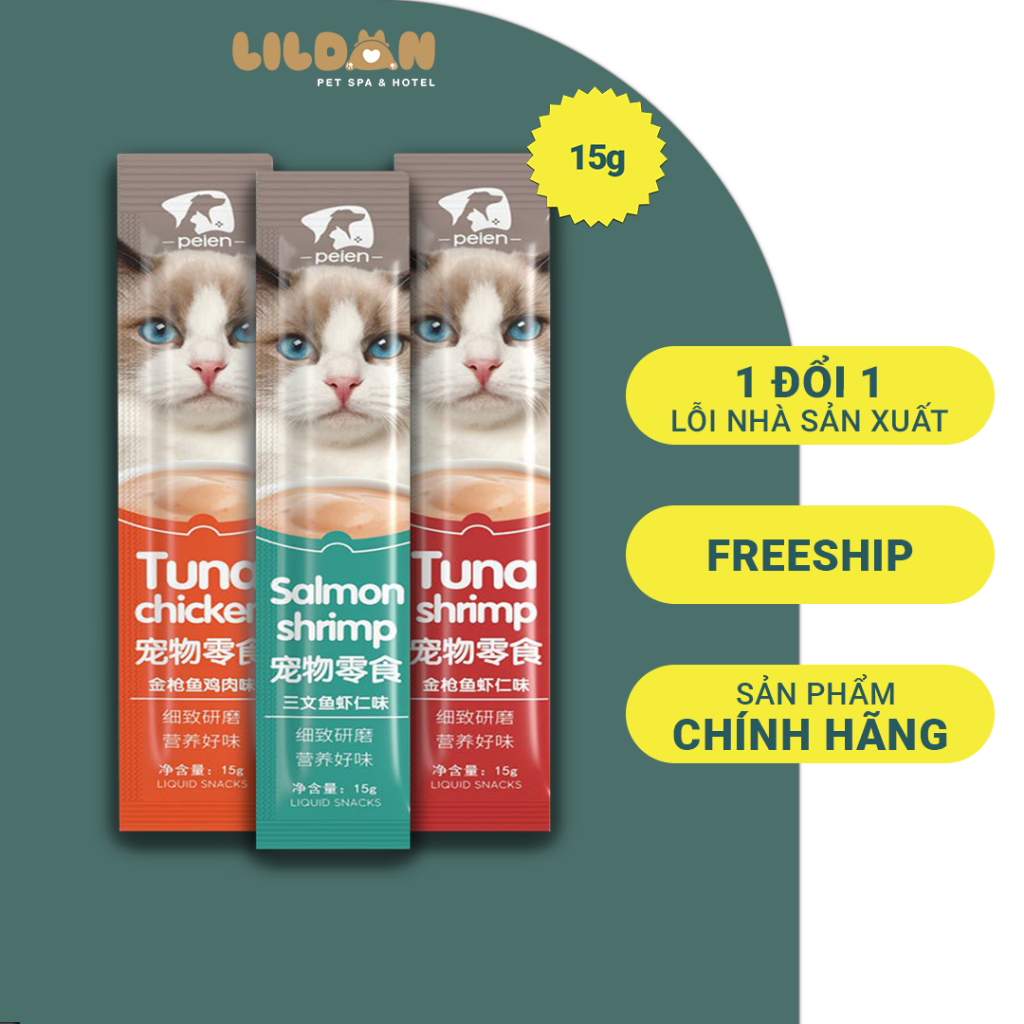 PEIEN Súp Thưởng Cho Mèo Đầy Đủ Dinh Dưỡng 3 Vị Từ Cá Ngừ Cá Hồi Thịt Gà Tôm