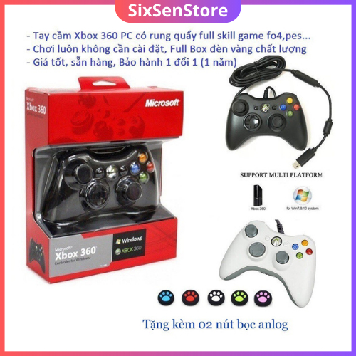 Tay cầm Chơi Game có dây Xbox 360 Full Box rung mạnh, Chơi full skill all Game PC Laptop Fo4, Pes, TV box