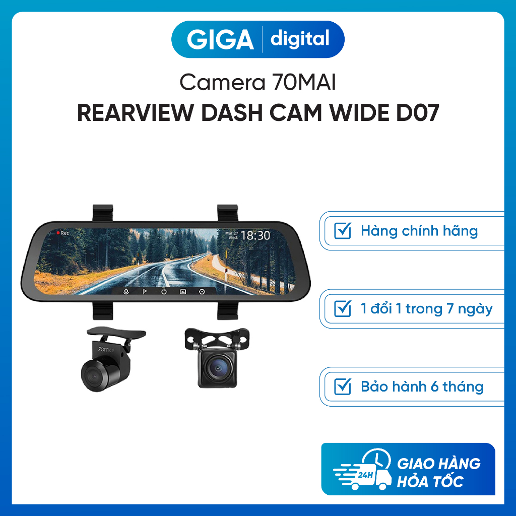 HCM Camera hành trình gương giữa Xiaomi 70mai Rearview Dash Cam Wide