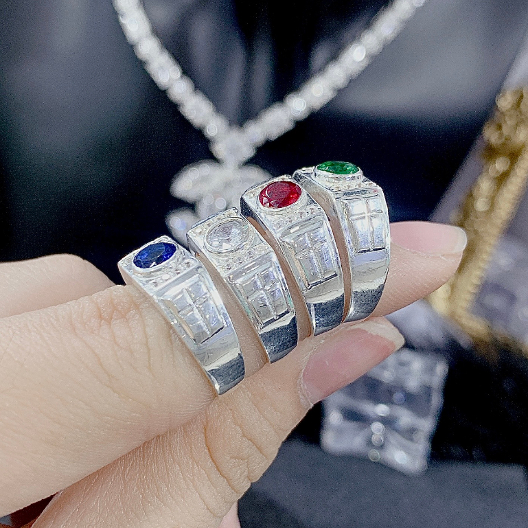 Nhẫn Bạc Bé Trai Hột Tròn Màu ( Bạc 925)
