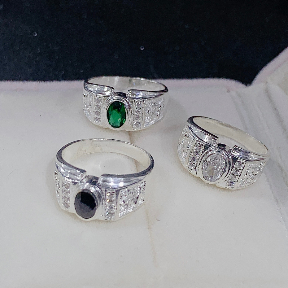 Nhẫn Bạc Bé Trai Hột Oval Màu Đai Đại Bàng