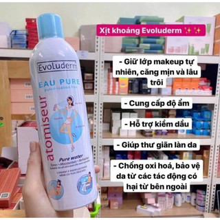 Xịt khoáng cấp ẩm, làm dịu da Evoluderm 150ml