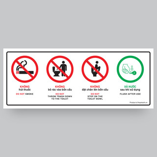 Biển nhắc nhở trong buồng vệ sinh - decal dán tường, dán kính -tem cảnh báo - decal cảnh báo - sticker trang trí