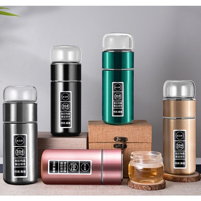 Bình giữ nhiệt pha trà thuỷ tinh cao cấp có lõi lọc chịu nhiệt cao từ -20 đến 140 độ C dung tích 330ml