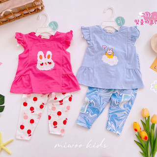 Đồ bộ tay ngắn quần dài bé gái Miwoo xuất Nhật