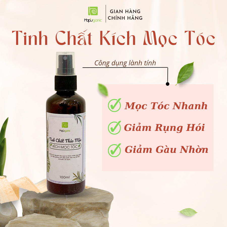Tinh Chất Kích Mọc Tóc Gấp 5 Lần Hapu Organic Hoàn Toàn Từ Thiên Nhiên 100ml