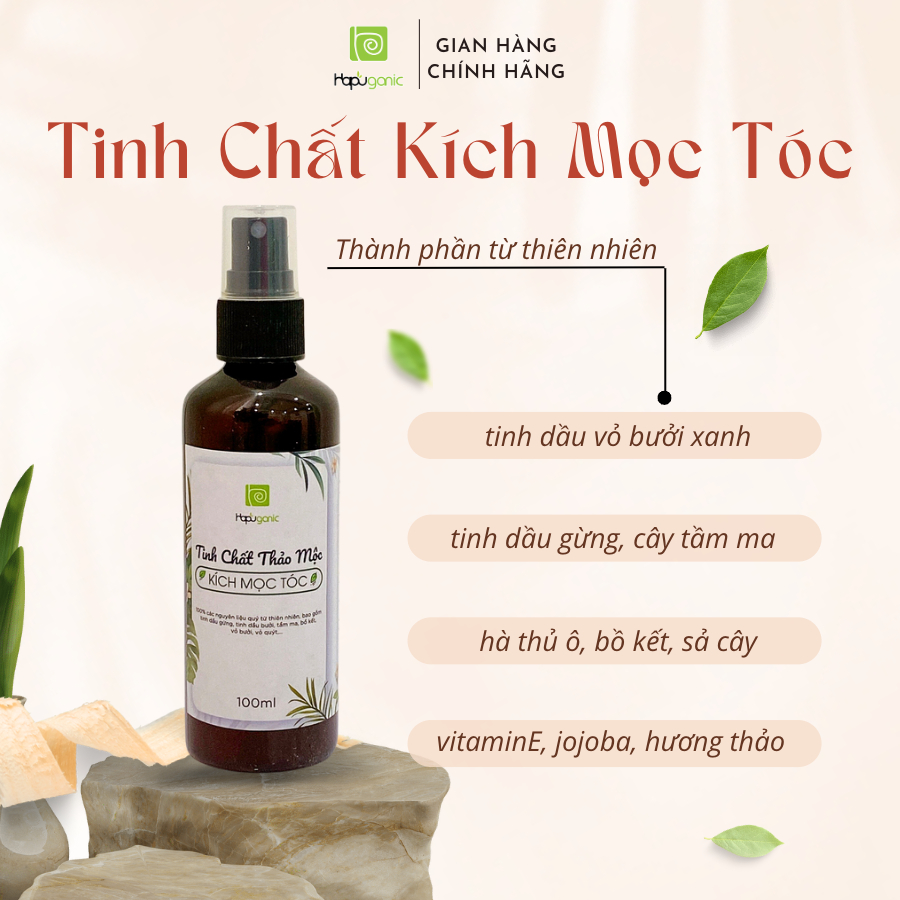 Tinh Chất Kích Mọc Tóc Gấp 5 Lần Hapu Organic Hoàn Toàn Từ Thiên Nhiên 100ml