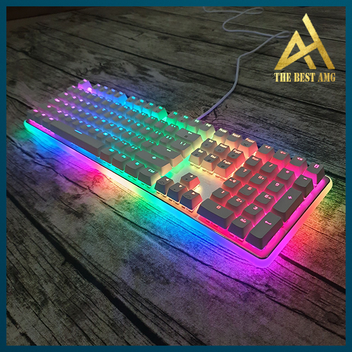 Bàn Phím Gaming Có Dây Led RGB Kèm Kê Tay Royal Kludge RK918 Màu Trắng - Bàn Phím Cơ Máy Tính Laptop Thiết Kế Cực Đẹp