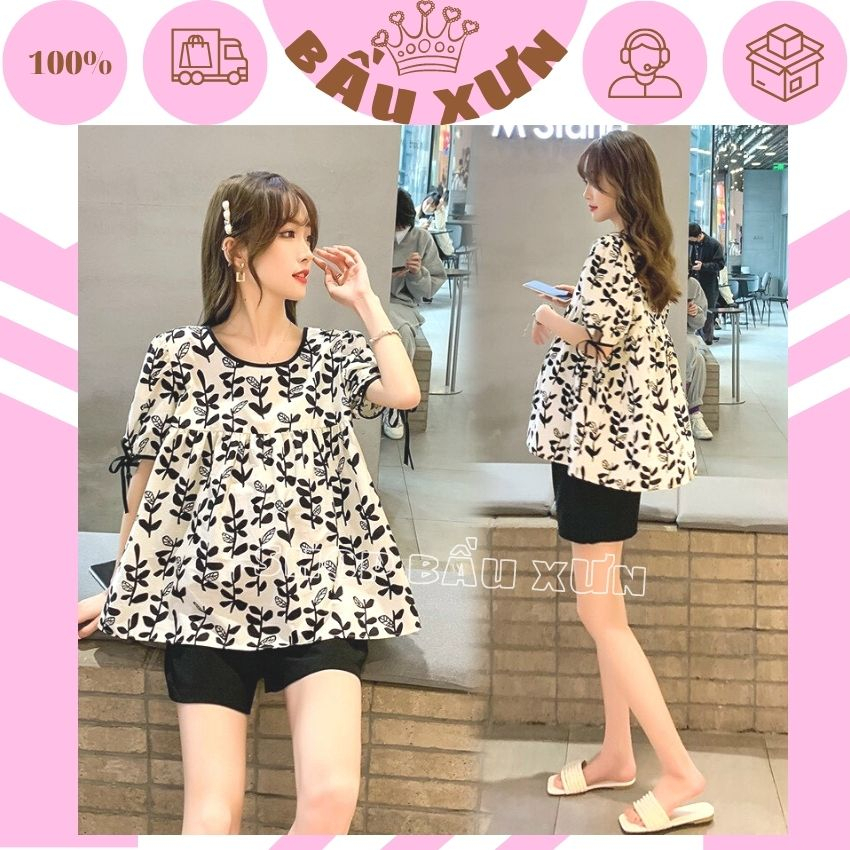 BỘ BẦU LỤA HOA MÙA HÈ XINH XẮN- BỘ GIÁ RẺ TRẺ TRUNG CHO MẸ BẦU DIỆN ĐI CHƠI