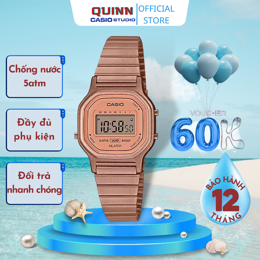 (QUINN FASHION) BẢN LIMITED ĐỒNG HỒ CASI0 LA11 NỮ ROSE GOLD VINTAGE BẢO HÀNH 12 TH CHỐNG NƯỚC DÂY THÉP KHÔNG GỈ ĐẸP BỀN