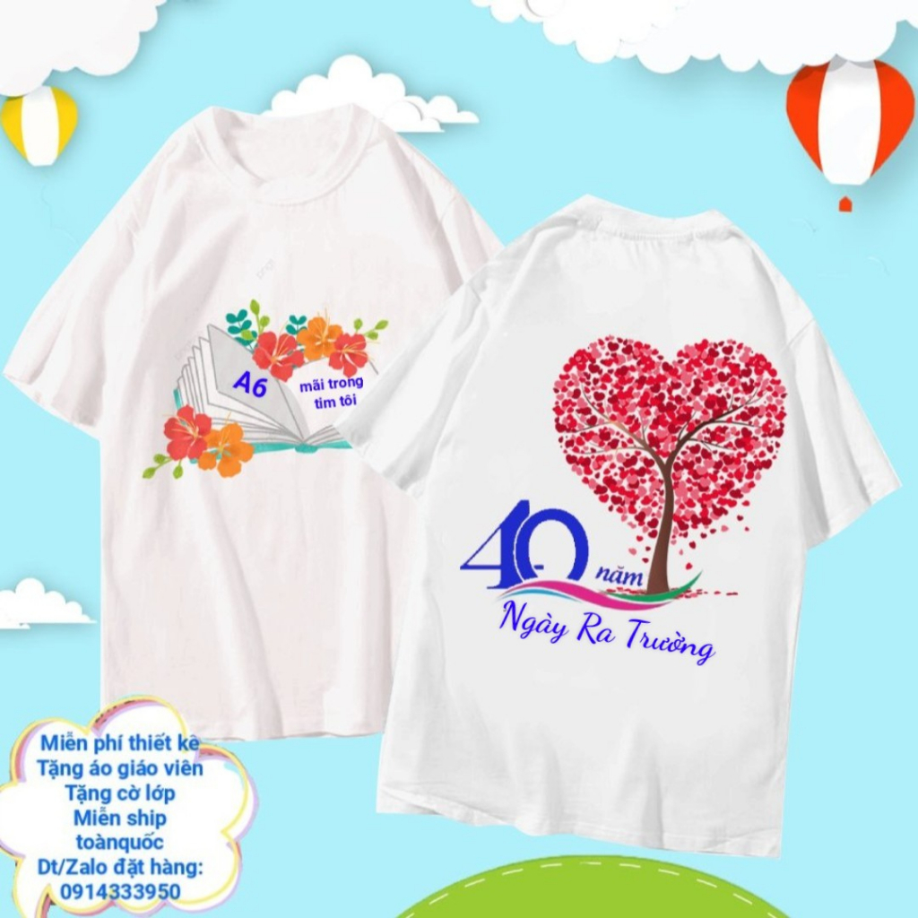 🎼🌻🎼 ÁO KỶ NIỆM 40,10, 15,20,25,30,35 NĂM NGÀY RA TRƯỜNG CHẤT COTTON ĐỦ MÀU ĐỦ SIZE